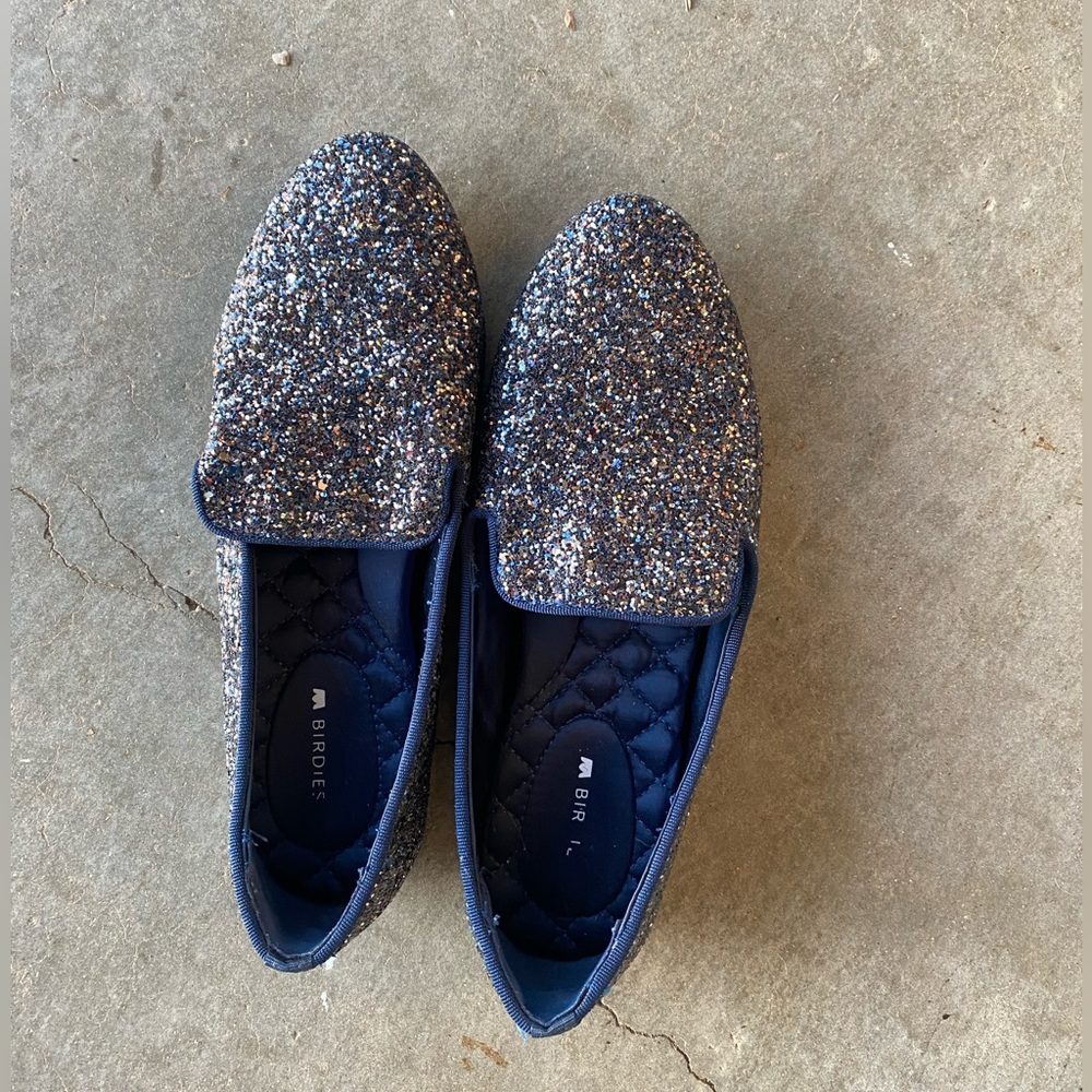 BIRDIES The Starling Slipper Flats in Galaxy Glitter Size 6